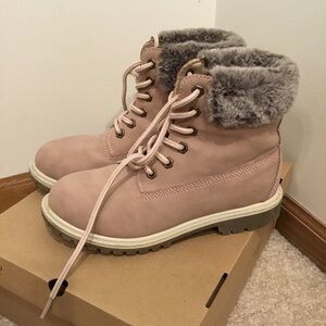 Portland Pale Pink Faux Fur Boots